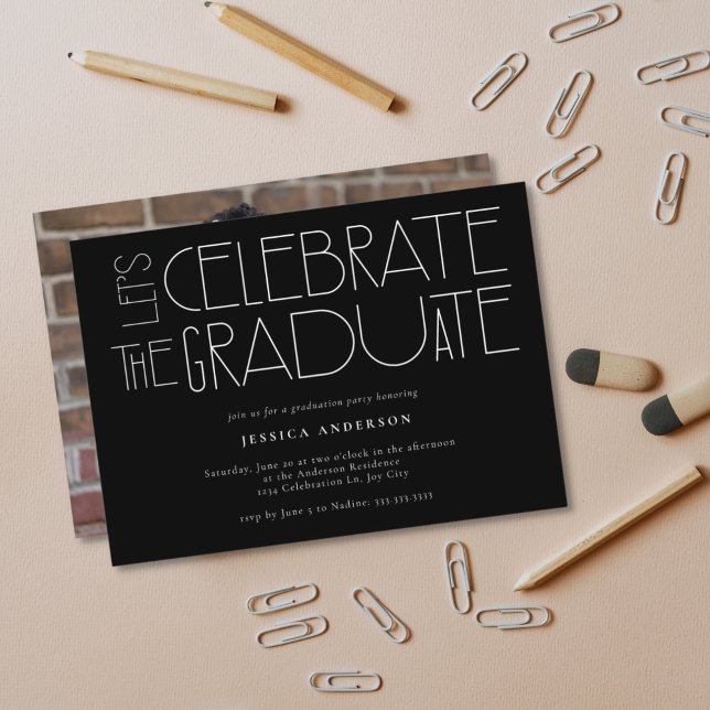Invitation Fêtons la Graduate Black Graduation (Créateur téléchargé)