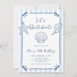 Invitation Fêtons l'anniversaire coquillages