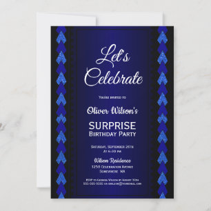 Invitation Fêtons l'anniversaire surprenant Black Blue Party