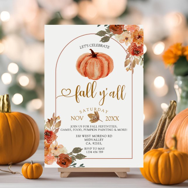 Invitation Fêtons l'automne Y'all Boho Arch Harvest Party (Créateur téléchargé)