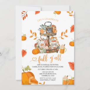Invitation Fêtons l'automne Y'all Orange Citrouille Party