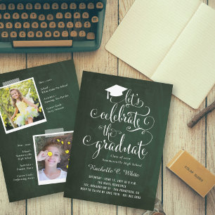 Invitation Fêtons le Graduate Chalkboard Grad Party