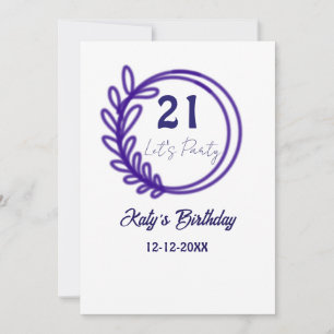Invitation FÊTONS LES 21 ANS nom de naissance FLEUR RONDE VIO