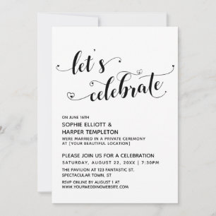 Invitation Fêtons les coeurs Noir Blanc Réception uniquement