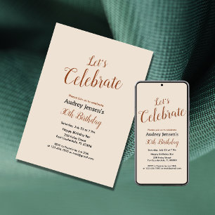 Invitation Fêtons l'invitation d'anniversaire moderne