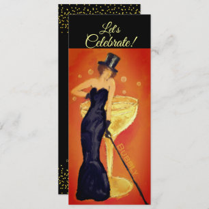 Invitation Fêtons l'invitation de la dame Champagne peinte