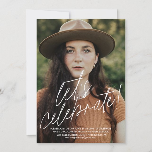 Invitation Fêtons l'invitation d'une simple fête de graduatio (Devant)
