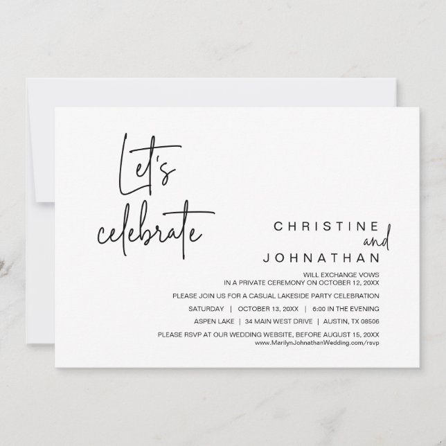 Invitation Fêtons, Mariage Elopement Dinner Party (Devant)