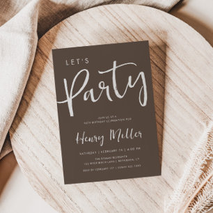 Invitation Fêtons minimaliste Anniversaire Fête Brown