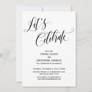Invitation Fêtons Script Élaboré Noir et Blanc