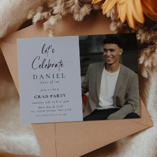 Invitation Fêtons ! Script Photo Grad Party Blue