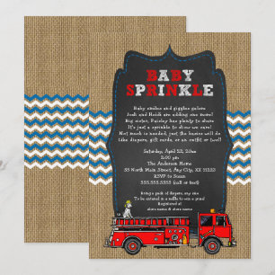 Invitation Feu Camion bébé saupoudré, baby shower garçon