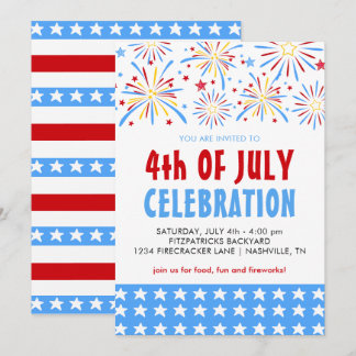 Invitation Feu d'artifice du 4 juillet Célébration