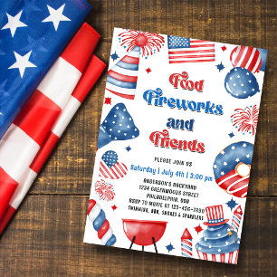 Invitation Feu d'artifice du 4 juillet Drapeau américain Fête