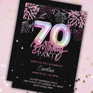 Invitation Feu d'artifice moderne 70e Pink Foil