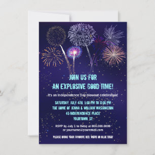 Invitation Feu d'artifice Night Sky 4 juillet