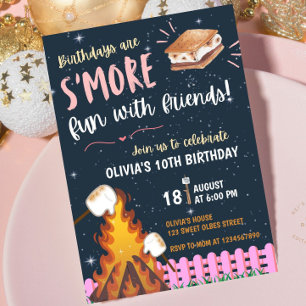 Invitation Feu de camp S'more Filles Amusement Amies Camping