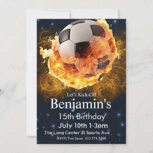 Invitation Feu de football Anniversaire, Football Anniversair