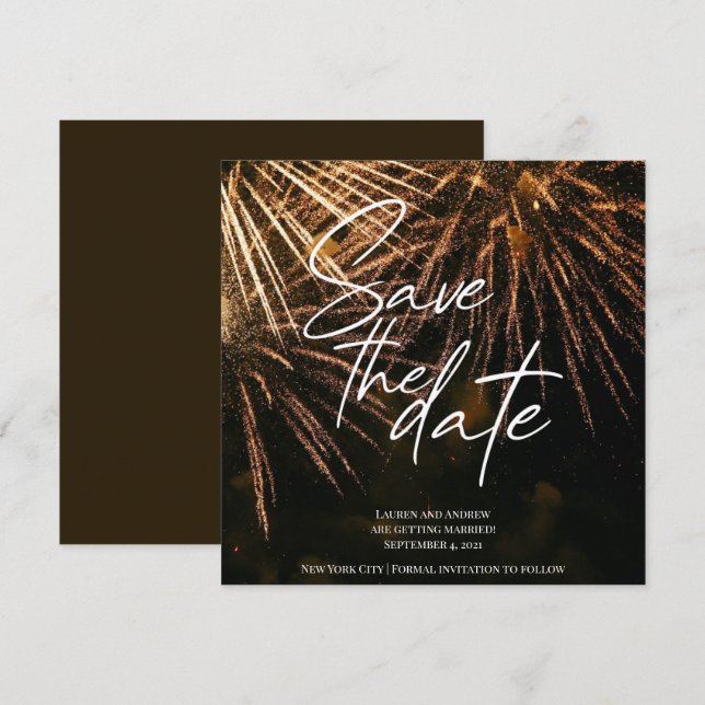 Invitation Feu de foudre Économisez La Date Mariage (Devant / Derrière)
