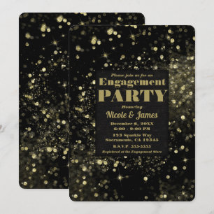 Invitation Feu d'engagement Glam en or noir