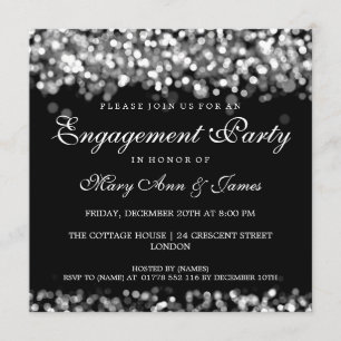 Invitation Feu d'engagement mariage Lumières d'argent