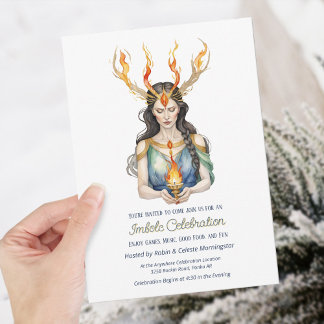 Invitation Feu d'hiver de la déesse à cornes de Wiccan Imbolk