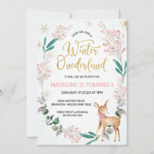 Invitation Feu Et Cerf Hiver Anniversaire Des Anniversaires