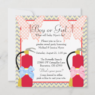 Invitation Feu Fighter & Butterfly Chevron Gender Revevevevei