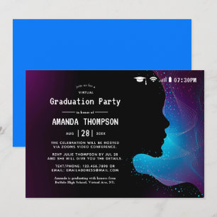 Invitation Feu futuriste Partie de Graduation Virtuelle