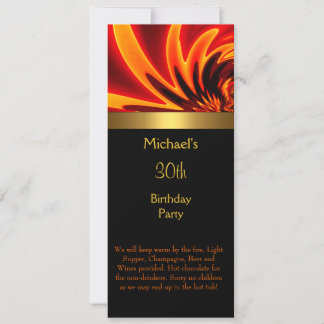 Invitation Feu Gold Black 30e fête d'anniversaire long