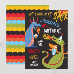 Invitation Feu respirant Dragons fête d'anniversaire