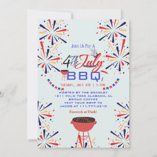 Invitation Feu rouge blanc et bleu patriotique 4 juillet
