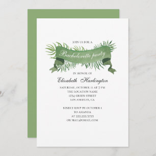 Invitation Feuillage aquarelle. Bachelorette tropicale
