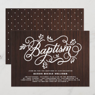 Invitation Feuillage Arrière - plan en bois rustique Lettres