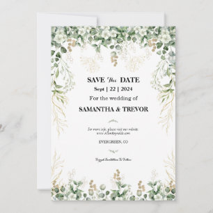 Invitation Feuillage Botanique Enchanté : Enregistrer La Date