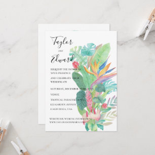 Invitation Feuillage botanique exotique aquarelle tropical