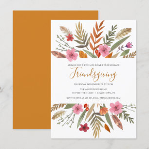 INVITATION FEUILLAGE D'AQUARELLE D'INVITATION DE DÎNER DE