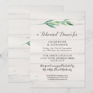Invitation Feuillage de bois blanc rustique Verdure Aquarelle