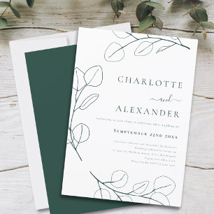 Invitation Feuillage de eucalyptus vert moderne minimaliste