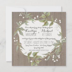 Invitation Feuillage de feuilles de laurier en bois avec les 
