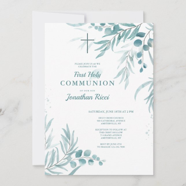 Invitation Feuillage d'eucalyptus (Devant)
