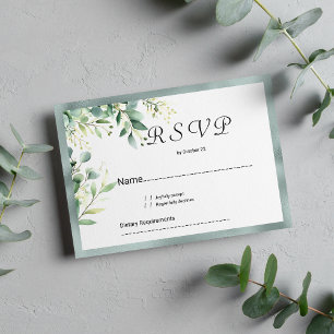 Invitation Feuillage d'eucalyptus rustique vert menthe RSVP