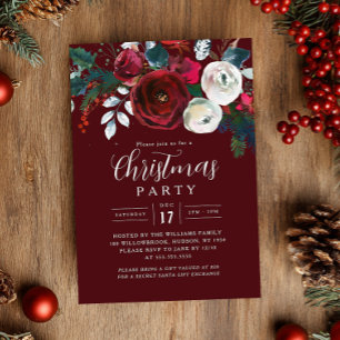 Invitation Feuillage festif de Bourgogne Soirée de Noël  