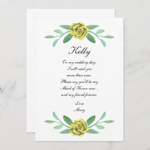 Invitation Feuillage Floral Jaune Foliage Maid Of Honor Card