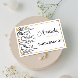 Invitation Feuillage floral simple noir blanc or noir Bridesm