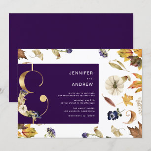 Invitation feuillage pourpre d'automne et Mariage floral Invi