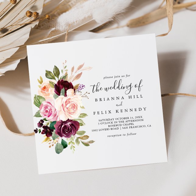Invitation Feuillage végétal rustique Mariage horizontal (Créateur téléchargé)