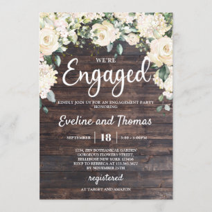 Invitation Feuillage verdoyant bois rose blanc fiançailles ru