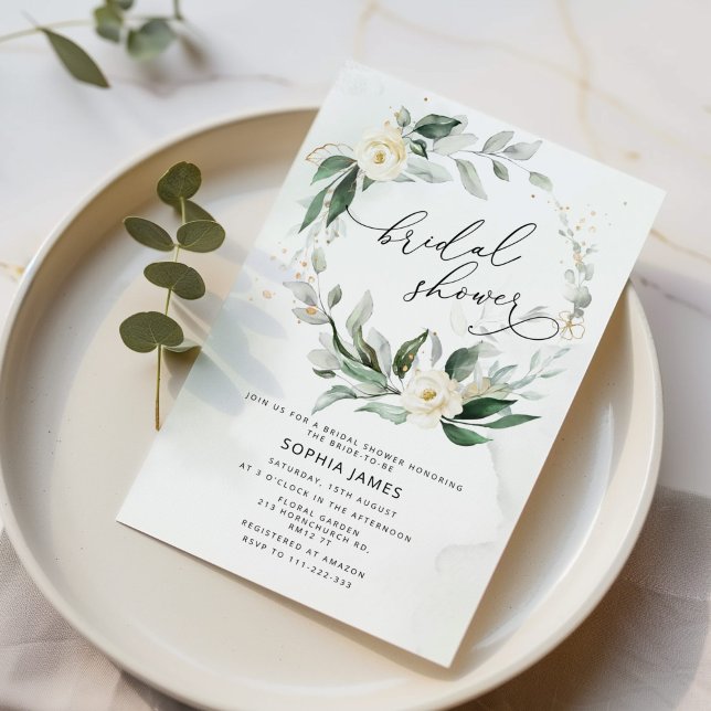 Invitation Feuillage verdoyant élégante couronne douche nupti (Créateur téléchargé)