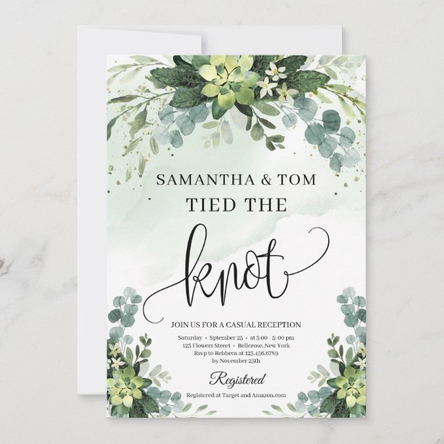 Invitation Feuillage verdoyant succulent floral noué (Devant)